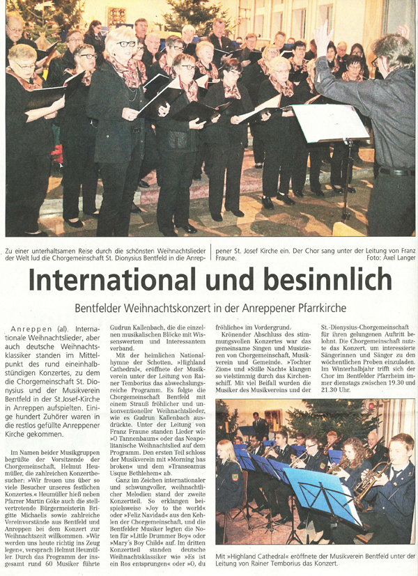 Weihnachtskonzert in Anreppen 2015